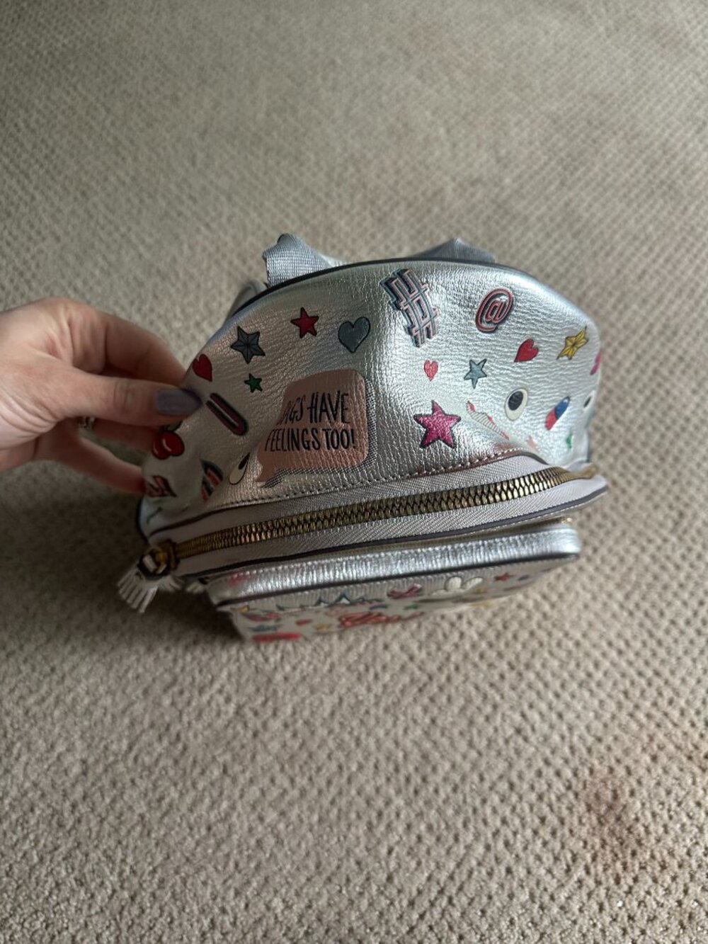 Anya Hindmarch Silver Sticker Backpack Eyes Patch Leather - Picture 3 of 5